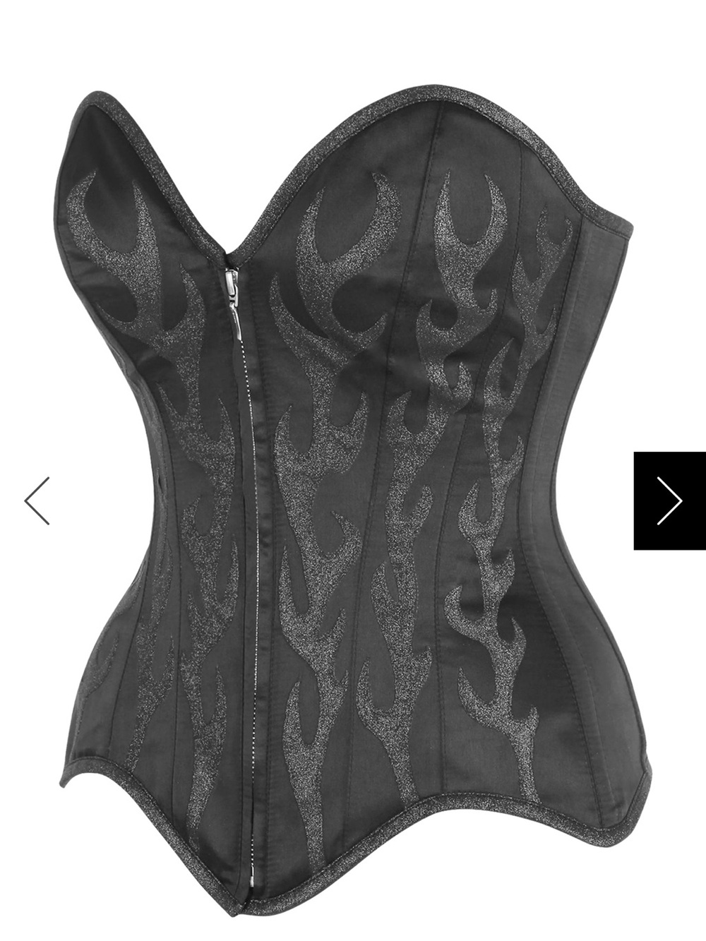 NWT MIDNIGHT INFERNO CORSET Overbust – SPARK THE NIGHT IN BLACK FLAMES 30”